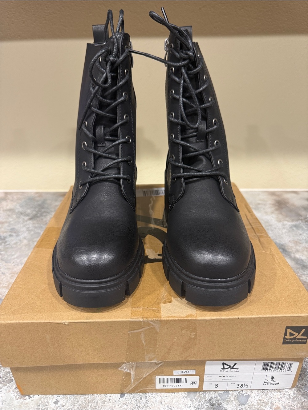 Dirty Laundry Black Chunky Lace-Up Combat Boots